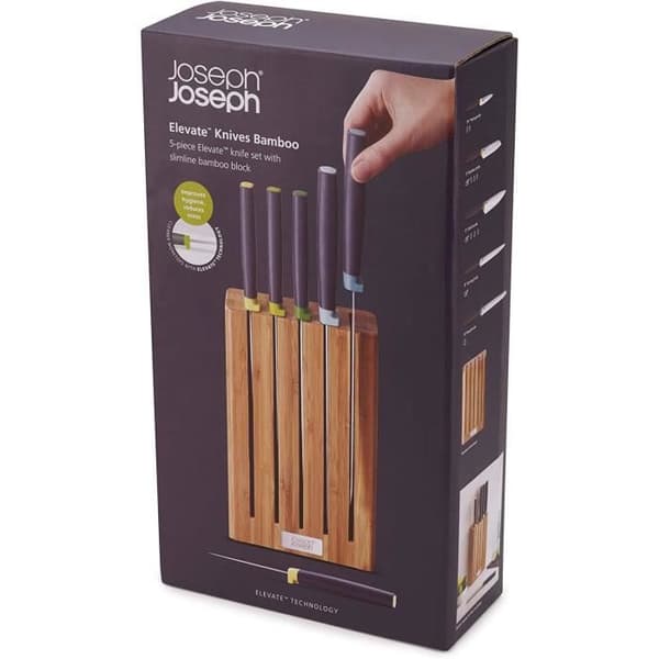 Knivset - JOSEPH JOSEPH - Elevate - Rostfritt stål - Bambublock - 6 delar Svart