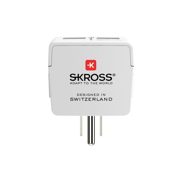 Adaptör - SKROSS - Europa till USA+ - 2 USB - Vit - Rektangulär Vit