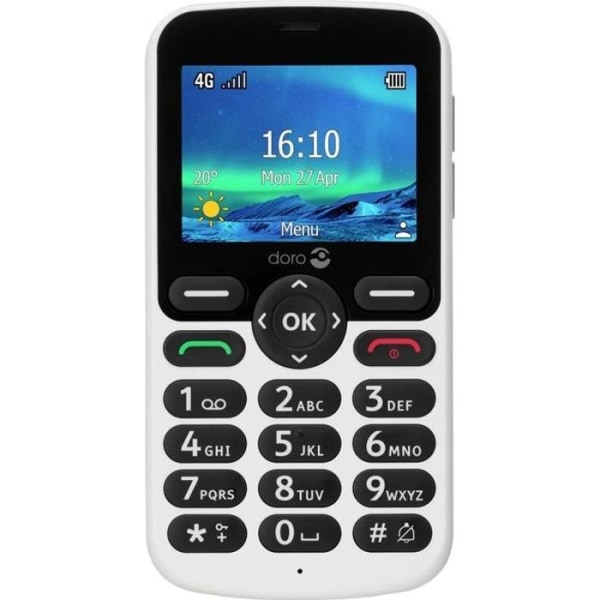 doro 5860 Mobiltelefon för seniorer med laddstation svart/vit