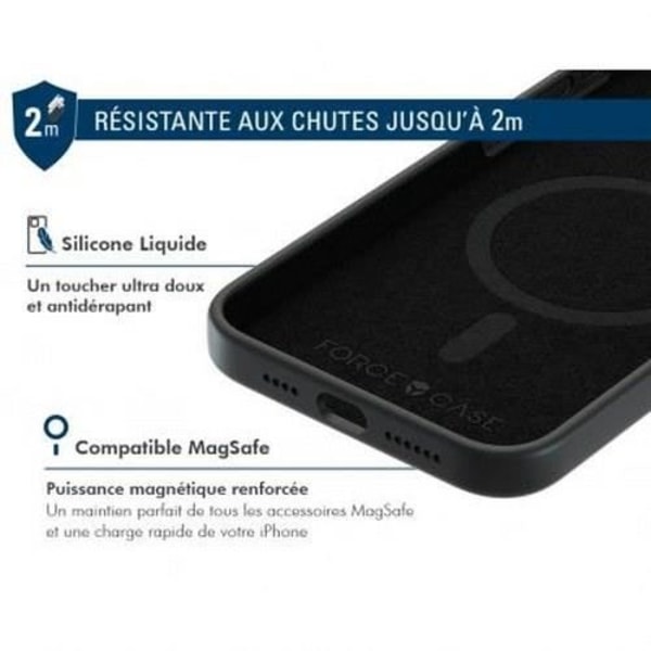 MagSafe-kompatibelt silikonförstärkt skal till iPhone 15 Pro Force Fodral Svart