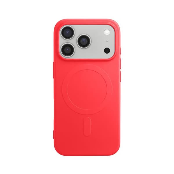 MagSafe-skal - BIGBEN - iPhone 17 Pro - Mjuk silikon - Röd Soft Touch-finish - Mikrofiberfoder Röd
