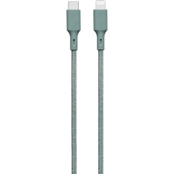 Kabel - JUST GREEN - Återvinningsbar bomull USB C/Lightning 2 m - Laddning och synkronisering - Nattgrön