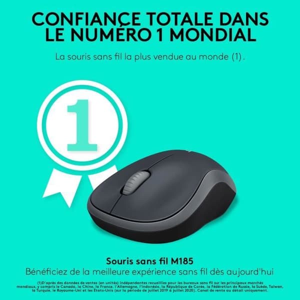 Mus - Trådlös - Logitech - M185 - Grå - Ambidextrös
