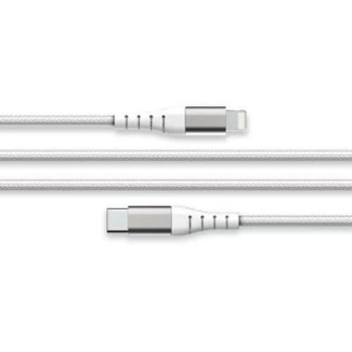 Laddnings- och synkroniseringskabel - Force Power - USB C/Lightning - 3m - 3A - Vit Vit