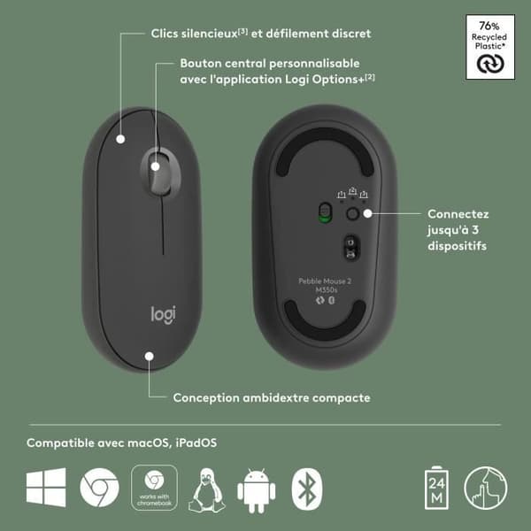 Mus - Trådlös - Logitech - Pebble Mouse 2 M350s - Grafit