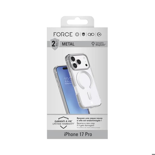 iPhone 17 Pro-fodral - FORCE CASE - MagSafe Kontur Metall Stötsäker 2m Premium Grå Grå