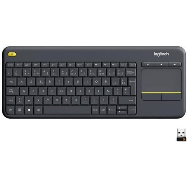Klavertv - Trådlös - Logitech - K400 Plus - AZERTY - Pekplatta - Svart