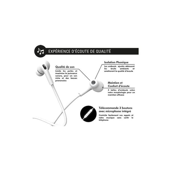 Trådade in-ear hörlurar Force Play KP Intra USB-C Vit Vit