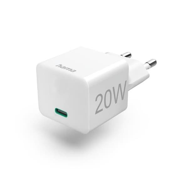 Nätadapter - HAMA - MINI-USB-C-LADDARE - 20W - Power Delivery - Qualcomm Quick Charge Vit