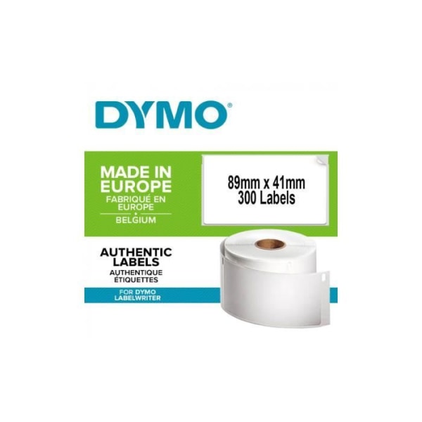 DYMO LabelWriter - Kartong med 1 rulle med 300 märkesetiketter - Semipermanent lim - 41 mm x 89 mm