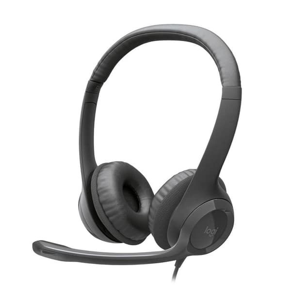 Logitech H390 USB-C trådbundet headset med støjreducerende mikrofon, stereo, til bærbar computer Svart