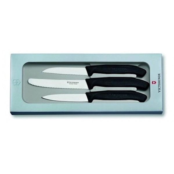 Victorinox æske med 2 kontorknive + 1 tomatkniv sort