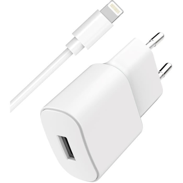 Hemladdare USB A 2.4A FastCharge + Kabel USB A/Lightning White WOW