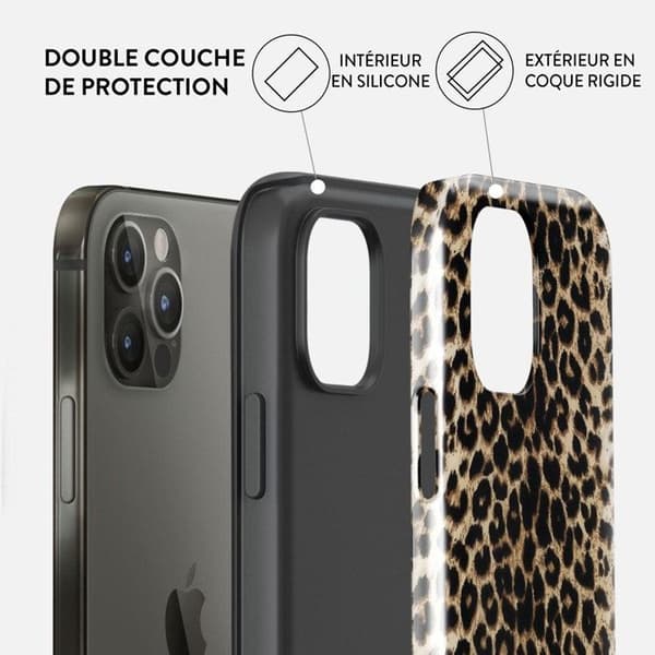 Bakstycke - Burga - iPhone 12 - Leopardmönster - Optimal Skydd - Elegant Leopard