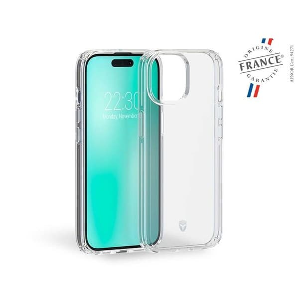 Coque Förstärkt - FORCE CASE - iPhone 15 - Semi-rigid - Transparent - Glänsande Transparent