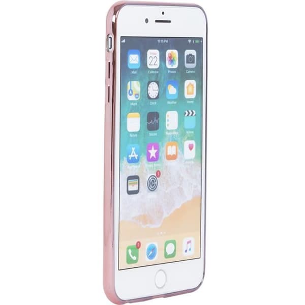 Fodral - Rosa - iPhone 6 Plus/6S Plus/7 Plus/8 Plus - Transparent - TPU - Halvstyv Rosa metall