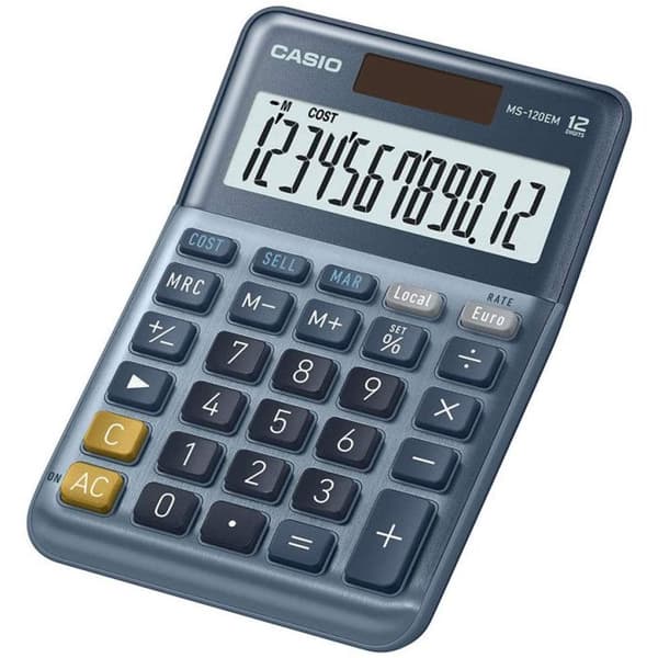 Casio MS-120EM skrivbordsräknare solbatteri blå Blå