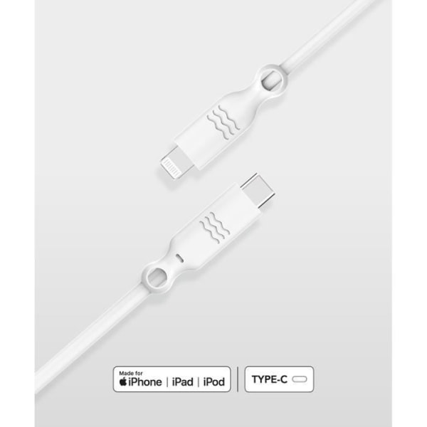 100% Genanvendeligt USB C/Lightning Kabel 2 m 3A Hvid Just Green