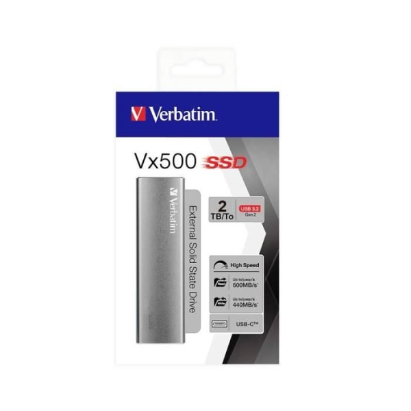 Verbatim Vx500 2 TB SSD Extern hårddisk USB-C® USB 3.2 (Gen 2) Grå 47454