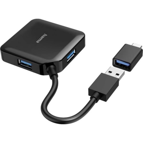 Hama USB 3.0 hubb 4 portar svart