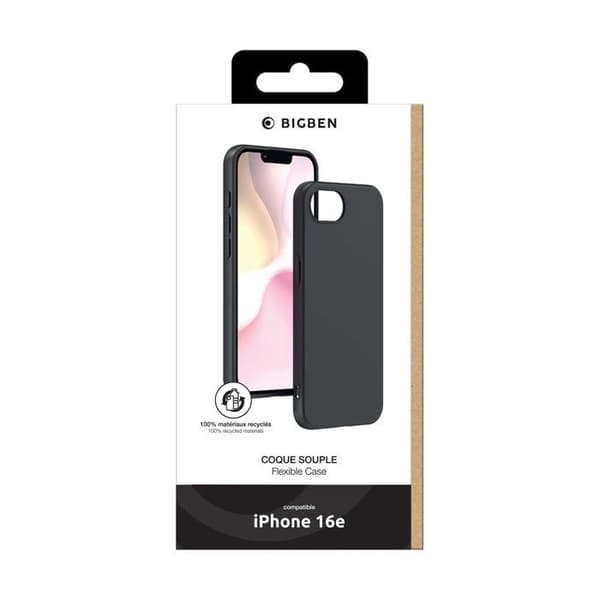 Coque - BigBen - iPhone 16e - Flexibel - Silikon - Matt Svart Svart