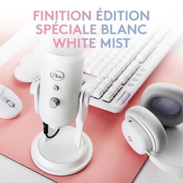 Mikrofon gamer - Trådad - Logitech G - Blå Yeti - USB - Vit Vit