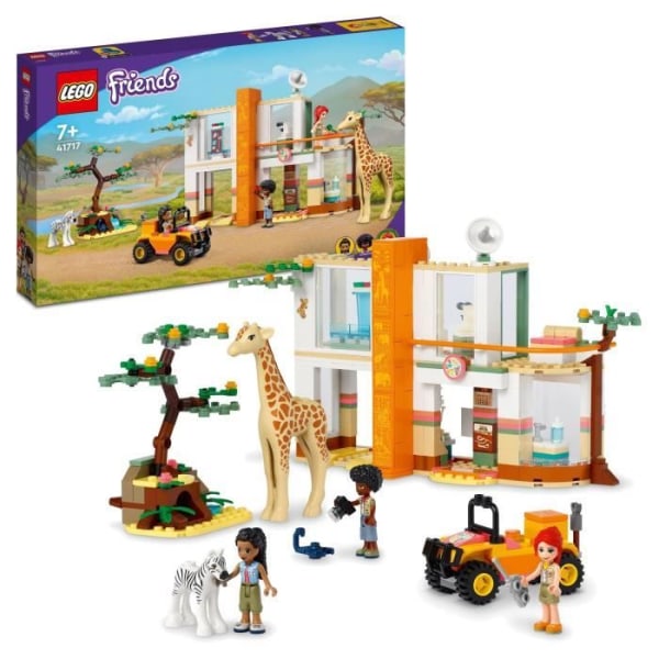 LEGO 41717 Friends Mias vilda räddningscenter, veterinärleksak, med minifigurer av safaridjur, barn 7 år gamla