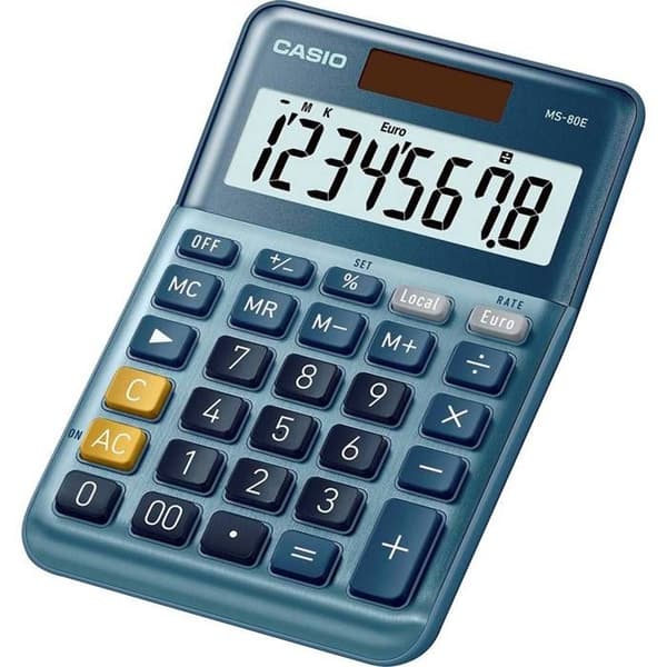 Casio MS-80E Skrivbordsräknare blå Display: 8 solar (L x B) 101 mm x 149 mm