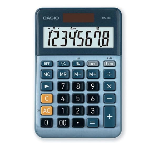 Casio MS-80E Skrivbordsräknare blå Display: 8 solar (L x B) 101 mm x 149 mm