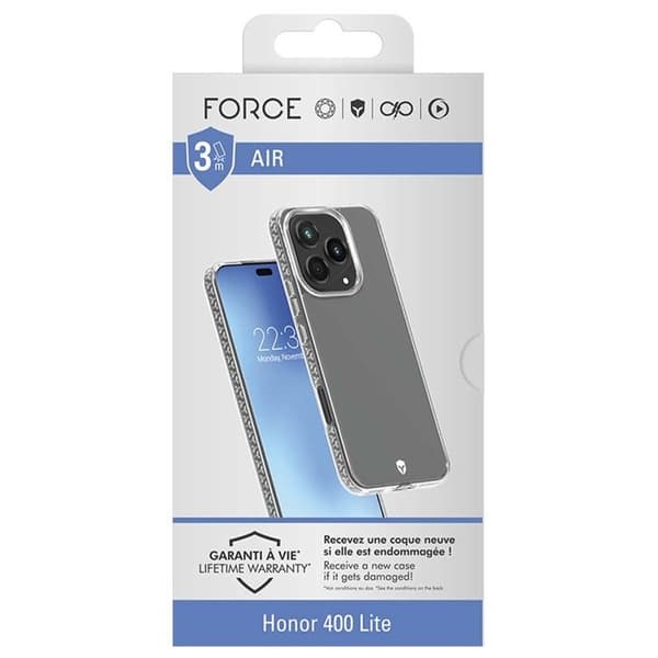 Coque - FORCE CASE - Honor 400 Lite - Skydd 3m - Luftkudde - Transparent återvunnen Vit