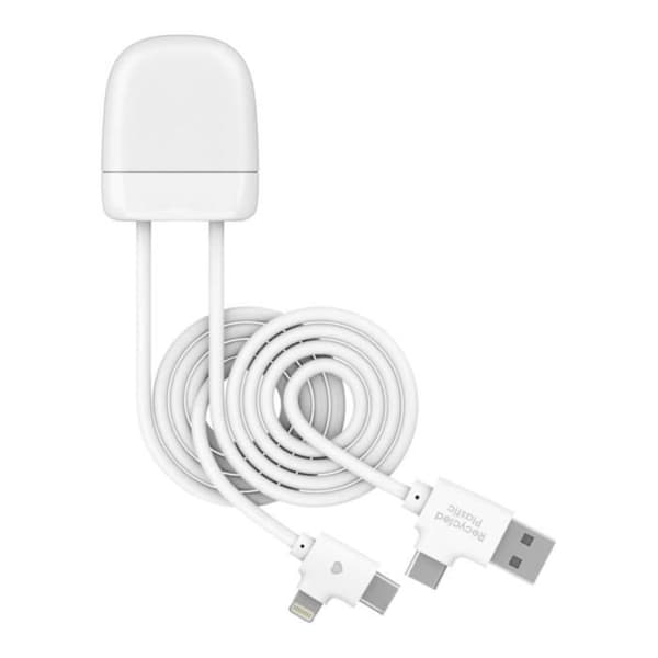Laddningskabel 4 i 1 - XOOPAR - Ice-Tag - USB A+C/USB C+Lightning - Ultra-snabb - 1 meter