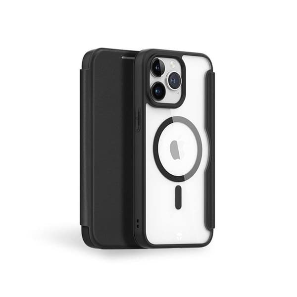 Coque Folio Förstärkt - Forcecase - iPhone 15 Pro - Svart - Magnetisk - Styv Svart