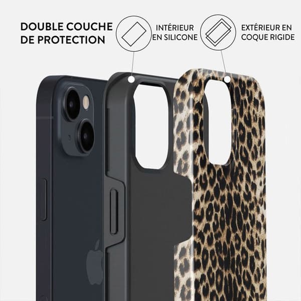 Skydd - BURGA - Spelare - iPhone 15 Pro Max - Leopard - Stötsäker - Mjuk brun