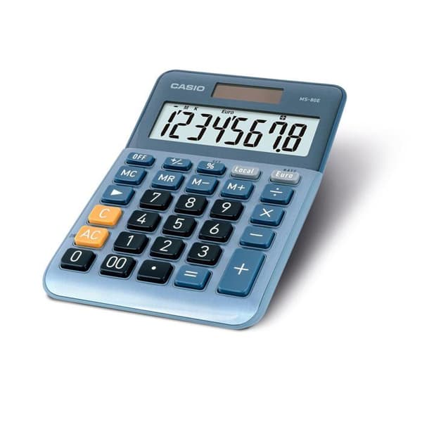 Casio MS-80E Skrivbordsräknare blå Display: 8 solar (L x B) 101 mm x 149 mm