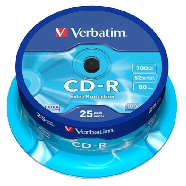 VERBATIM CD-R 700 MB 52x (25) - 25 CDR spindel med extra skydd