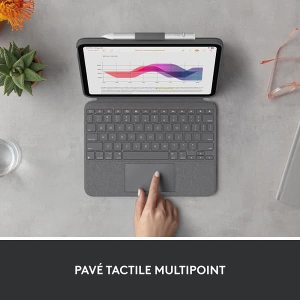 Tangentbordsetui - Logitech - Combo Touch - AZERTY - För iPad (10:e generationen) - Grå