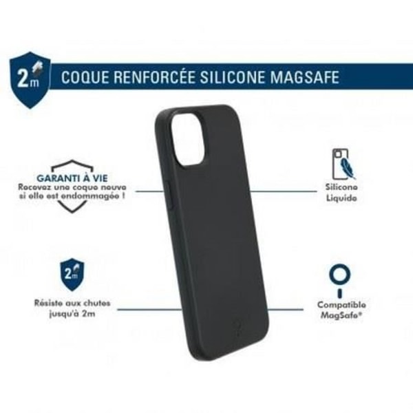 MagSafe-kompatibelt silikonförstärkt skal till iPhone 15 Pro Force Fodral Svart