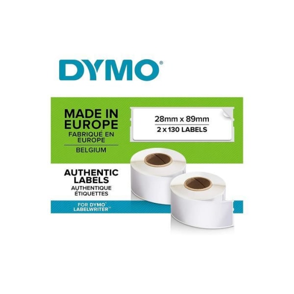 DYMO LabelWriter Box med 2 rullar med 130 standardadressetiketter 28 mm x 89 mm