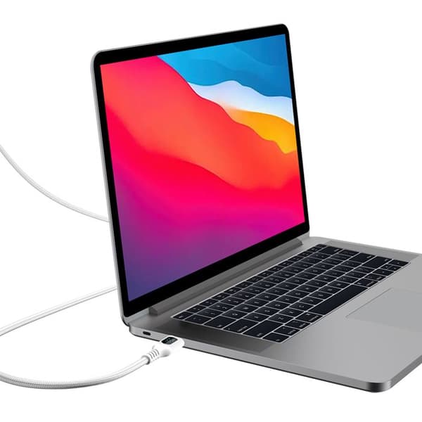 USB-C-kabel - BIGBEN - 1,2 m - PD 100W - Digital effektdisplay - Vit flätad nylon