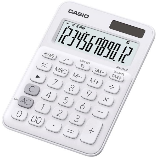 Casio MS-20UC Skrivbordsräknare vit Display: 12 solceller, batteridriven (B x H x D) 105 x 23 x 149,5 mm