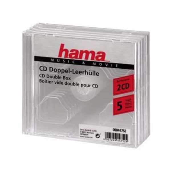 HAMA - Transparent fodral för 2 CD-skivor - Paket om 5