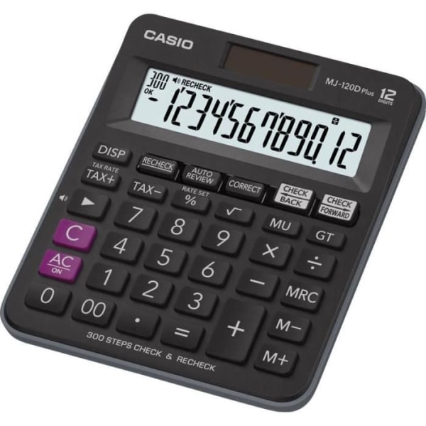 Casio MJ-120DPLUS Desktop Miniräknare Black Solar, batteridriven