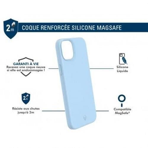 Coque Förstärkt Silicone - Force Case - iPhone 15 - Kompatibel med MagSafe - Stötsäker - Himmelblå Blå