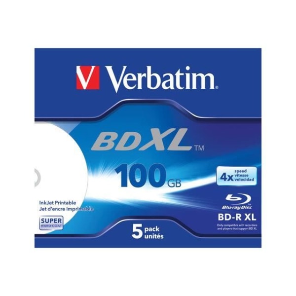 Verbatim - 5 x BD-R XL - 100 GB 4x - bläckstråleskrivbar yta - CD-fodral