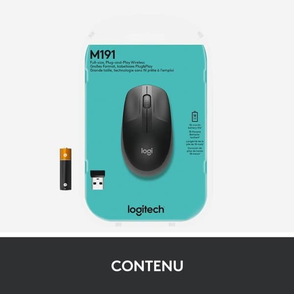 Mus - Trådlös - Logitech - M190 - Svart