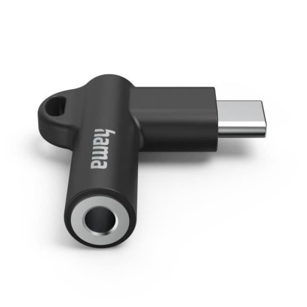 USB-C-adapter – 3,5 mm honkontakt, 90° vinklad kontakt, svart