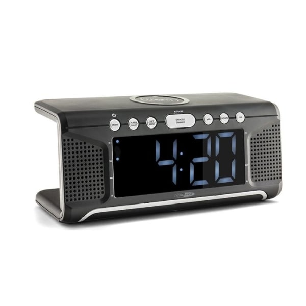 Caliber HCG008Q Klockradio - Digitalt dubbellarm med trådlös laddare och FM-radio - Svart