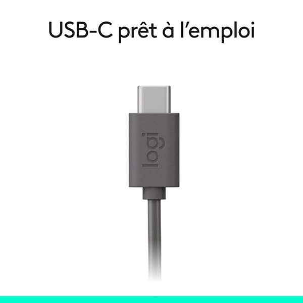 Logitech H390 USB-C trådbundet headset med støjreducerende mikrofon, stereo, til bærbar computer Svart