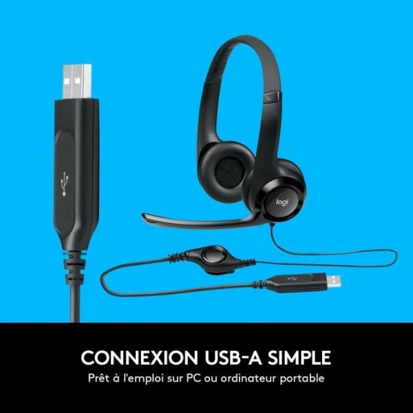 Logitech H390 stereoheadset med kabel med brusreducerande mikrofon, USB-A - Svart