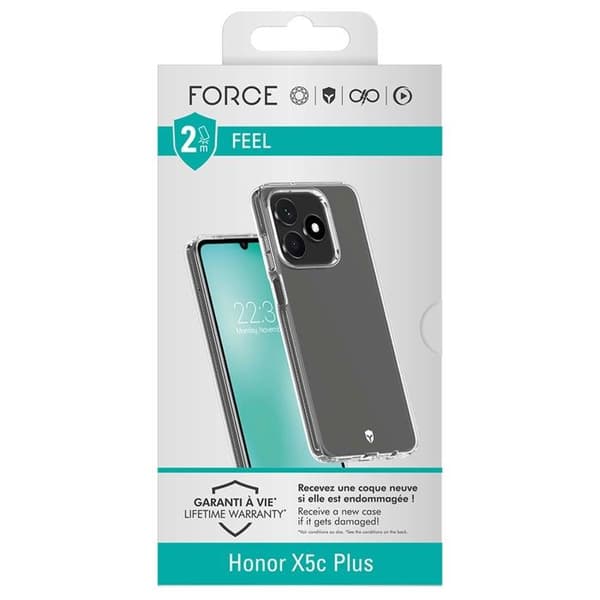Skal - FORCE CASE - Honor X5c Plus - Tryax Inserts 3D - Stötskydd 2 m - Transparent Vit